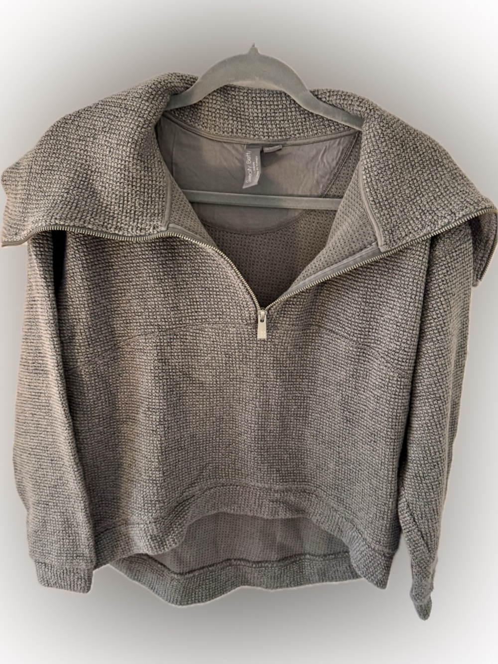 SWEATY BETTY - Boucle Half-Zip Pullover | Gray | 94% Recycled Cotton | Size XS